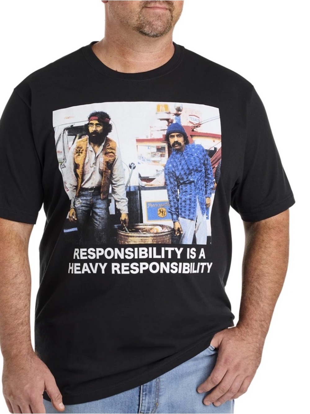 Grey Graphic Tee - Cheech & Chong "Responsibility Is A Heavy Responsibility" 3X